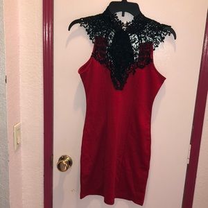 Gorgeous Classy Black Sequence & Red Dress